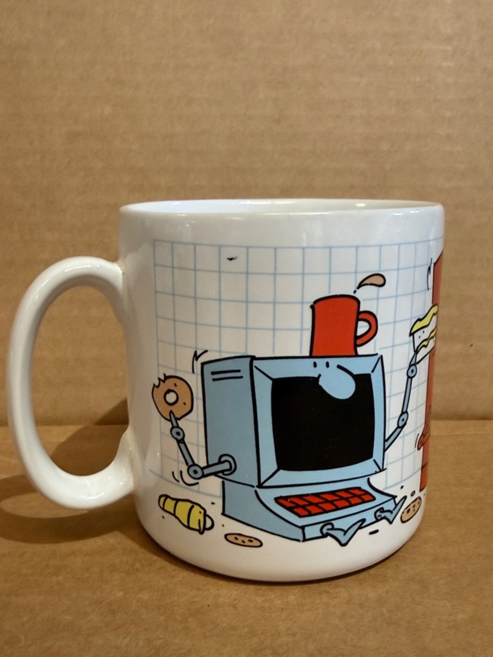 American Greetings White Mug with Cartoon Computer and Red Accents